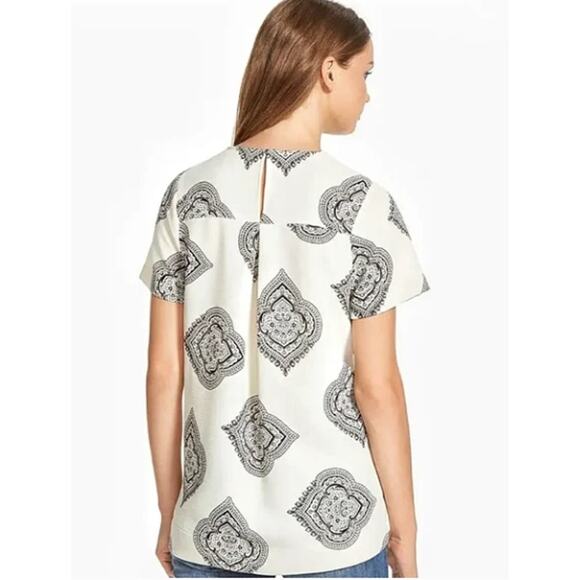 Madewell Tailored Tee Estate Paisley Cream Black Pullover Top Shirt sz Small - Picture 2 of 12